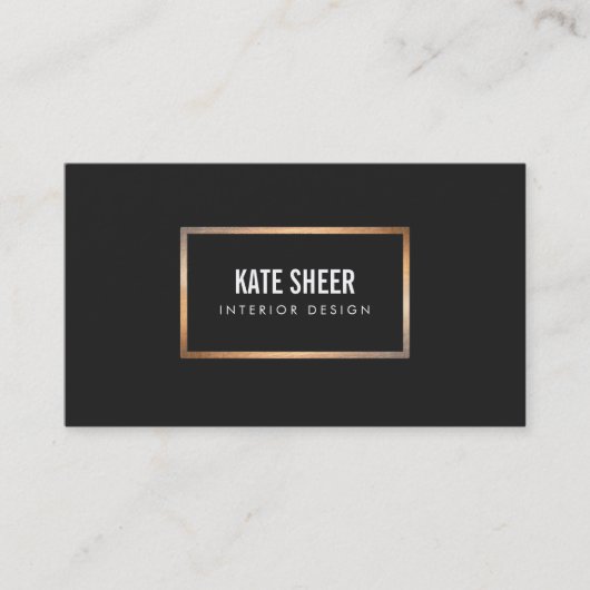 Elegant Goud Lijst Chique Interieur Designer Zwart Visitekaartje (Voorkant)