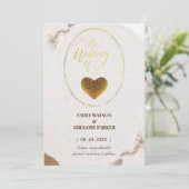 Elegant goud lijst diamant hart save the date (Staand voorkant)