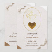 Elegant  goud lijst diamant hart save the date (Voorkant / Achterkant)