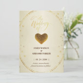 Elegant goud lijst diamanten hart, behalve datum save the date (Staand voorkant)