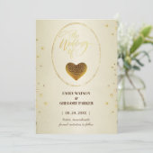 Elegant goud lijst diamanten hart, behalve datum save the date (Staand voorkant)