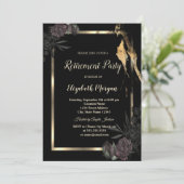 Elegant Goud Lijst Donker Rozen Pensioen Kaart (Staand voorkant)