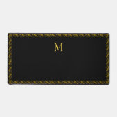 Elegant Goud Lijst en Monogram op Zwart Bureaumat (Voorkant)