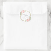Elegant Goud Lijst Geometrische Blush Bloemen Brui Ronde Sticker (Tas)