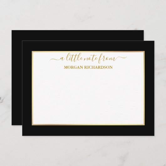 Elegant Goud Lijst - Kies maat - Zwart en Wit Notitiekaartje (Voorkant / Achterkant)