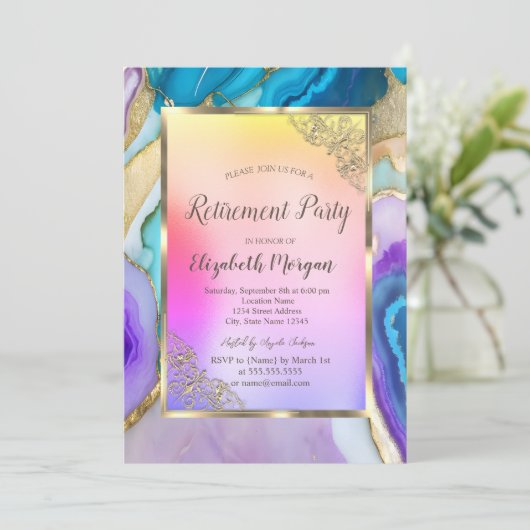 Elegant Goud Lijst, Kleurrijke Marmeren Afboeking Kaart (Staand voorkant)