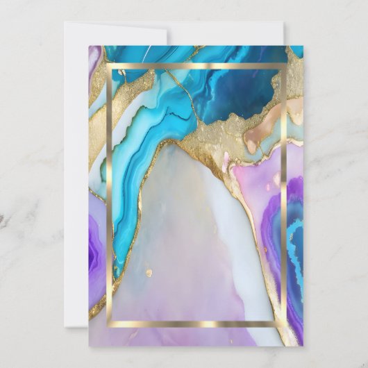 Elegant Goud Lijst, Kleurrijke Marmeren Afboeking Kaart (Achterkant)