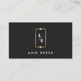 Elegant Goud Lijst Monogram Modern  Zwart Visitekaartje