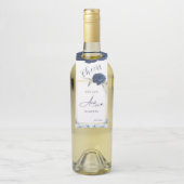 Elegant Goud Lijst Navy Blauw Roos Bruiloft Flessenhanger (Op fles)