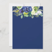 Elegant Goud Lijst Navy Waterverf Bloemen Wit Kaart (Achterkant)