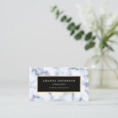 Elegant Goud Lijst op Wit Marmer | VISITEKAARTJE (Staand voorkant)