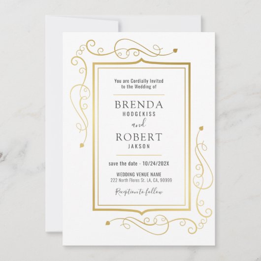 Elegant  goud lijst op witte achtergrond kaart (Voorkant)