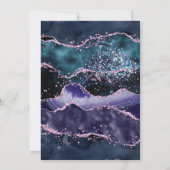 Elegant Goud Lijst Paarse en Blauwe Agaat Bruiloft Kaart (Achterkant)