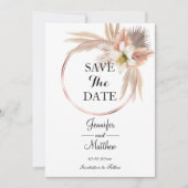 Elegant Goud Lijst Pampas Grass 5x7" Save The Date (Voorkant)