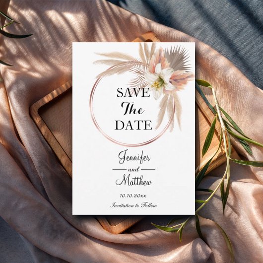 Elegant Goud Lijst Pampas Grass 5x7" Save The Date