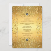 Elegant Goud Lijst Quinceanera Invitation Kaart (Achterkant)