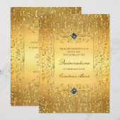 Elegant Goud Lijst Quinceanera Invitation Kaart (Voorkant / Achterkant)