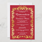 Elegant Goud Lijst Quinceanera Invitation Kaart (Voorkant)