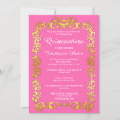 Elegant Goud Lijst Quinceanera Invitation Kaart (Voorkant)