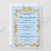 Elegant Goud Lijst Quinceanera Invitation Kaart (Voorkant)