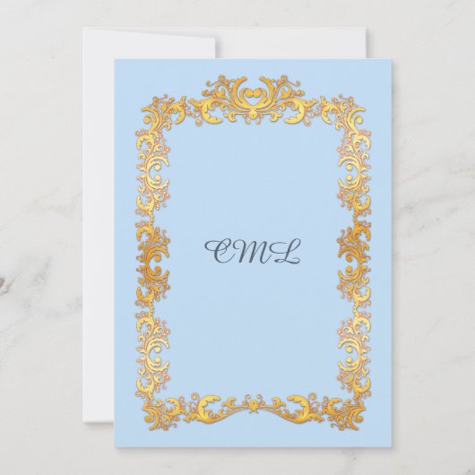 Elegant Goud Lijst Quinceanera Invitation Kaart (Achterkant)