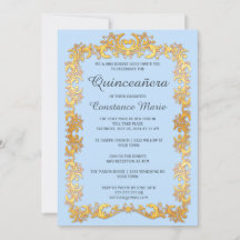 Elegant Goud Lijst Quinceanera Invitation
