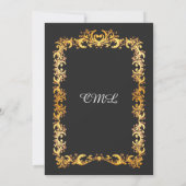 Elegant Goud Lijst Quinceanera Invitation Kaart (Achterkant)