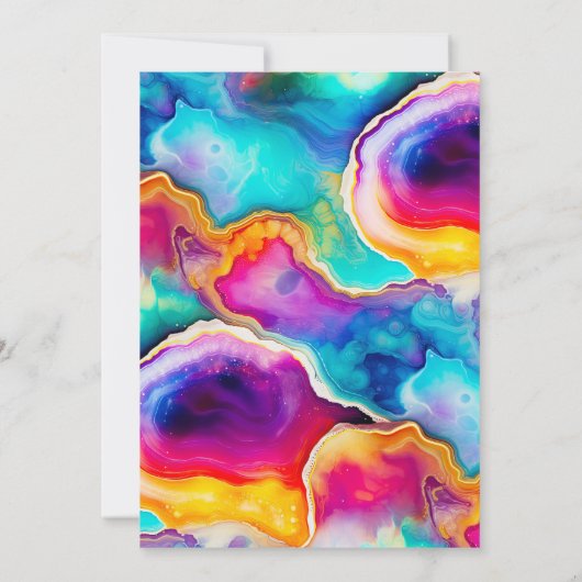 Elegant Goud Lijst Regenboog Agaat Bruiloft Kaart (Achterkant)