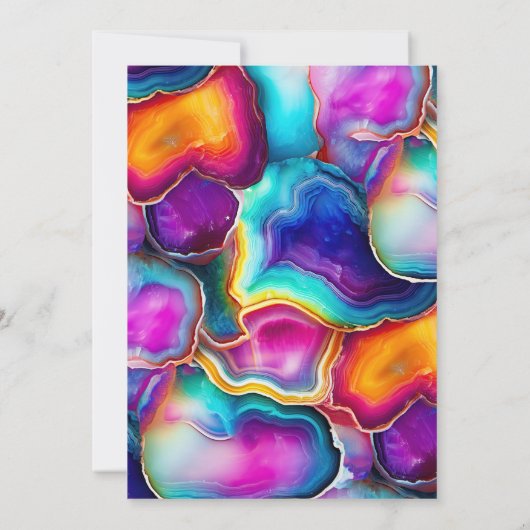 Elegant Goud Lijst Regenboog Agaat Bruiloft Kaart (Achterkant)