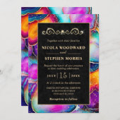 Elegant Goud Lijst Regenboog Agaat Bruiloft Kaart (Voorkant / Achterkant)