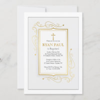 Elegant Goud Lijst Religieuze Uitnodiging