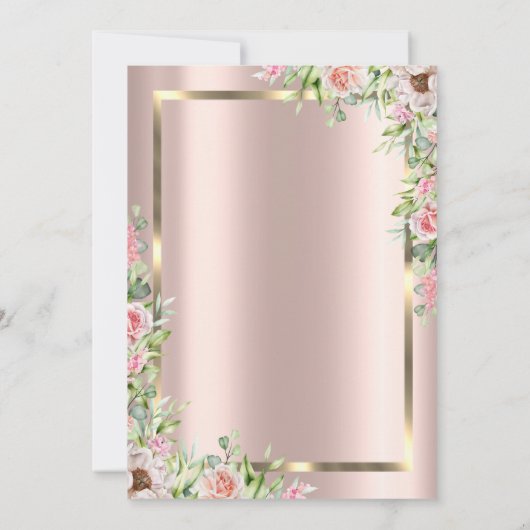 Elegant Goud Lijst, Roos Goud Rozen Afboeking Kaart (Achterkant)