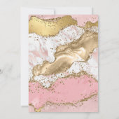 Elegant Goud Lijst Roze en Zwart Agaat Bruiloft Kaart (Achterkant)