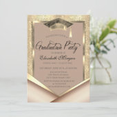 Elegant Goud Lijst Sequins Afstuderen Kaart (Staand voorkant)