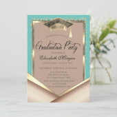 Elegant Goud Lijst Sequins Mint Groen Afstuderen Kaart (Staand voorkant)