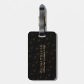 Elegant Goud Lijst Zwart Damasks Bagagelabel (Achterkant verticaal)
