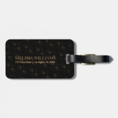 Elegant Goud Lijst Zwart Damasks Bagagelabel (Achterkant horizontaal)