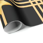 Elegant Goud Lint in Zwarte Achtergrond Kerstmis Cadeaupapier (Rol Hoek)