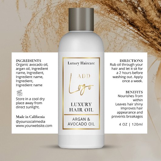 Elegant Goud Logo 4 OZ Kosmetisch Flessenetiket Rechthoekige Sticker