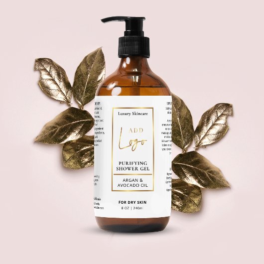 Elegant Goud Logo 8 OZ Kosmetisch Flessenetiket Sparkling Wijnetiket