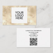 Elegant Goud Logo QR Code Visitekaartje (Voorkant / Achterkant)