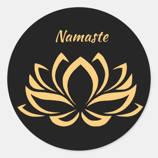 Elegant Goud Lotus Bloem Namaste Zen Yoga Ronde Sticker (Voorkant)