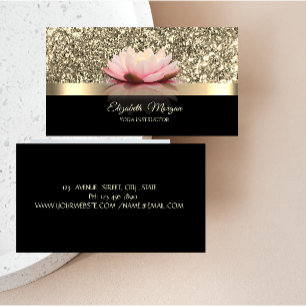 Elegant Goud, Lotus Bloem Yoga Instructeur Visitekaartje