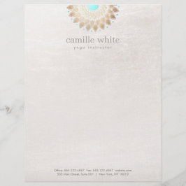 Elegant Goud Lotus Mandala Natuurlijke Geneeskunde Briefhoofd Ontwerp