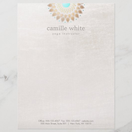 Elegant Goud Lotus Mandala Natuurlijke Geneeskunde Briefhoofd Ontwerp (Voorkant)