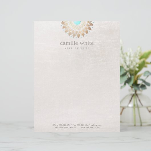 Elegant Goud Lotus Mandala Natuurlijke Geneeskunde Briefhoofd Ontwerp (Staand voorkant)