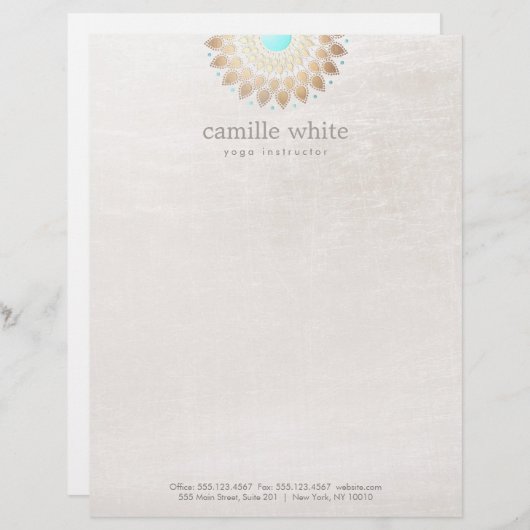 Elegant Goud Lotus Mandala Natuurlijke Geneeskunde Briefhoofd Ontwerp (Voorkant / Achterkant)