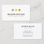 Elegant Goud Macaron Trio Logo op Wit Visitekaartje (Voorkant / Achterkant)
