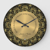 Elegant Goud Mandala 50e Gouden Bruiloft Jubileum Grote Klok (Voorkant)