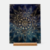 Elegant Goud Mandala Blauw Galaxy Acryl Bord (Voorkant)